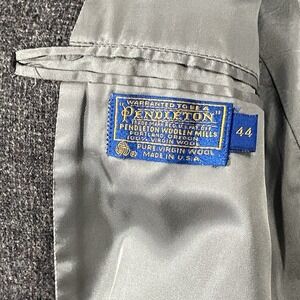 VTG Pendleton Blazer Men 44 Gray 100%‎ Wool Tweed Sports Coat Elbow Patches USA